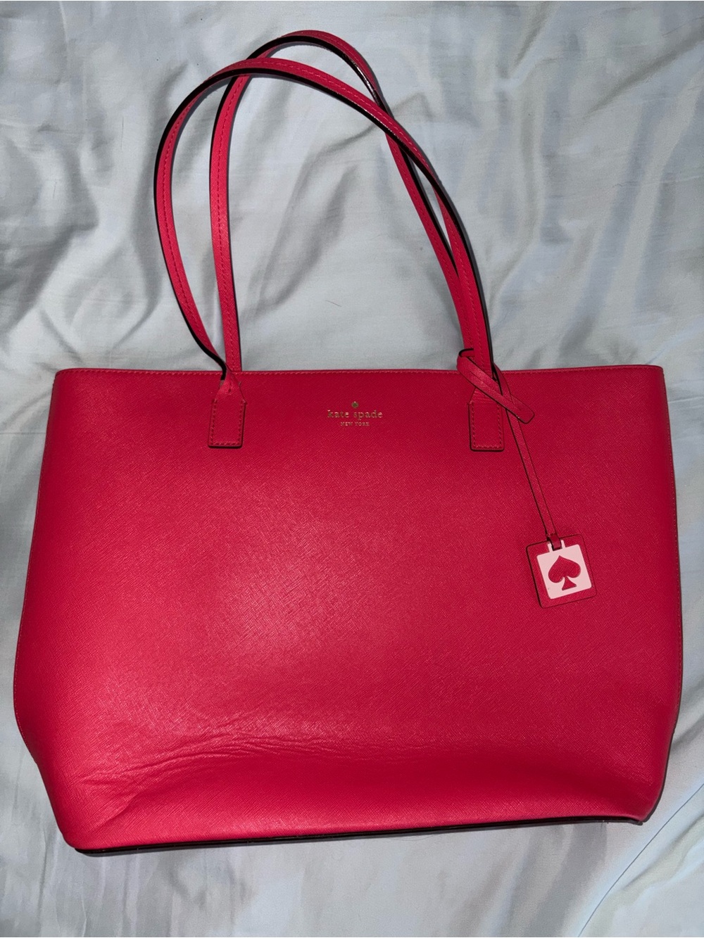 kate spade fuchsia leather tote with double straps